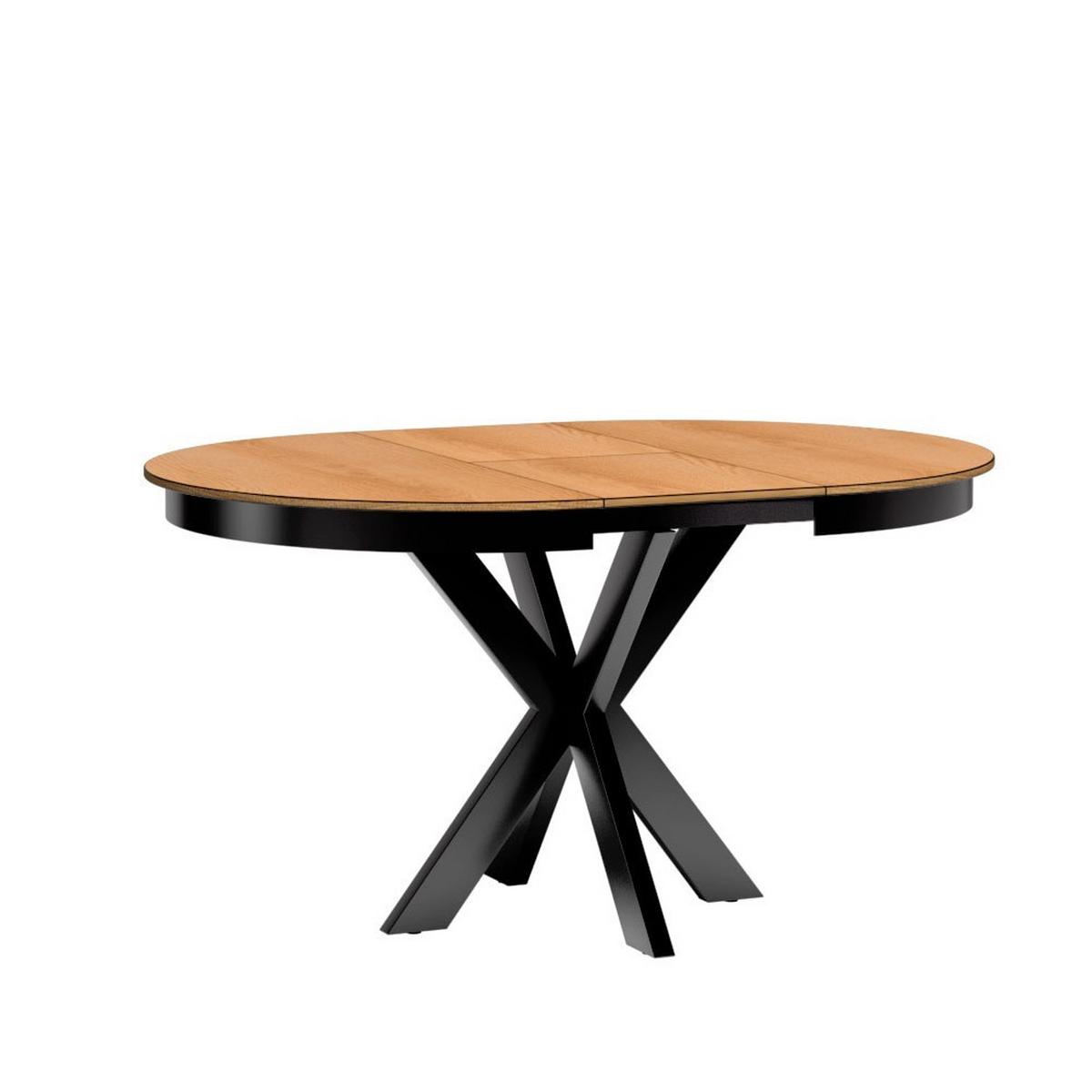 ESSTISCH CARINI Ausziehbar 110 - 150 / 110 x 75 cm - Eichefarben/Schwarz, Holz (110/110/75cm) - MASSENO