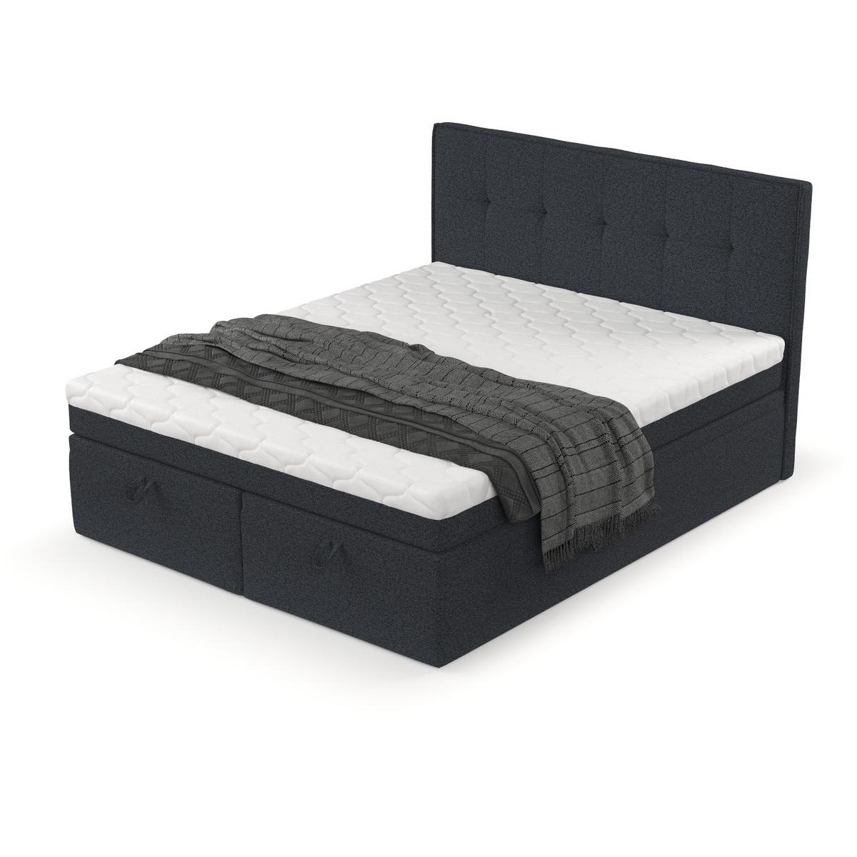 BOXBETT Arivo 160/200 cm Anthrazit im Riva Stoff - Anthrazit/Schwarz, Holz/Holzwerkstoff (160/200cm) - AltaBeds