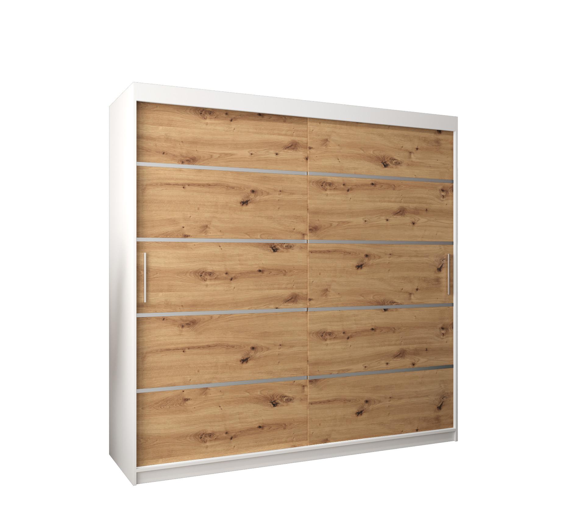 SCHWEBETÜRENSCHRANK 200/200/62 2-türig - Silberfarben/Eiche Artisan, Holz/Kunststoff (200/200/62cm) - MÖBEL KRYSPOL