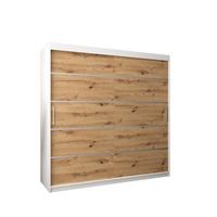 SCHWEBETÜRENSCHRANK 200/200/62 2-türig - Silberfarben/Eiche Artisan, Holz/Kunststoff (200/200/62cm) - MÖBEL KRYSPOL