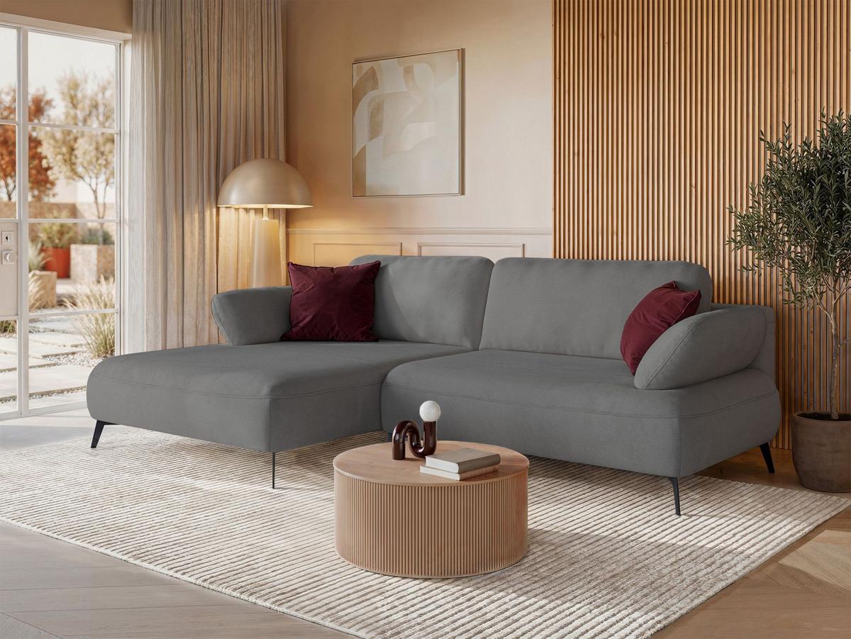 ECKSOFA Avolla Grau links - Schwarz/Grau, Textil/Metall (284/186cm) - Selsey
