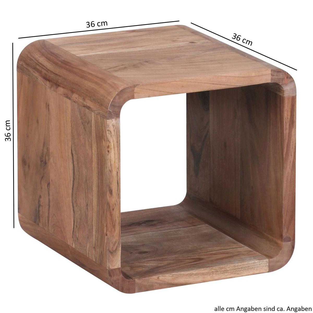 BEISTELLTISCH Set – 2-teilig Akazie Massivholz Würfelform - Braun/Akaziefarben, Holz (43/36/43cm) - KADIMA DESIGN
