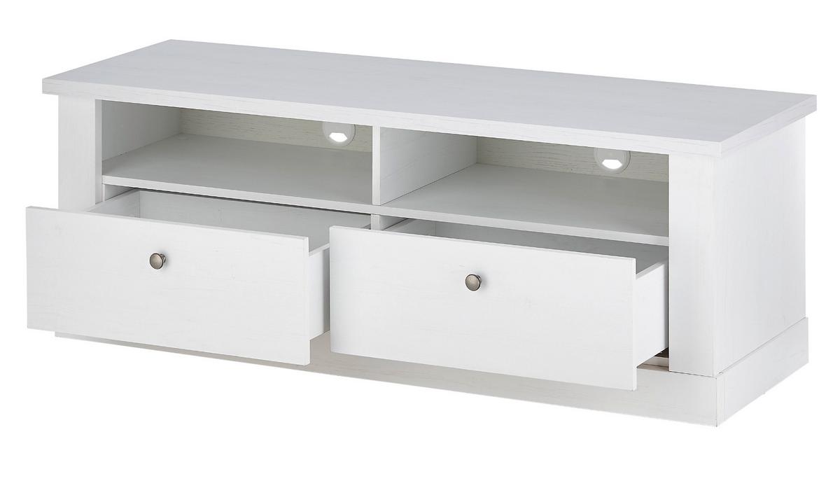 TV-LOWBOARD weiß Pinie Landhaus, TV Unterteil 132 cm, Soft-Close-Funktion - Weiß, Holzwerkstoff/Kunststoff (135/51/45cm) - Furn.Design