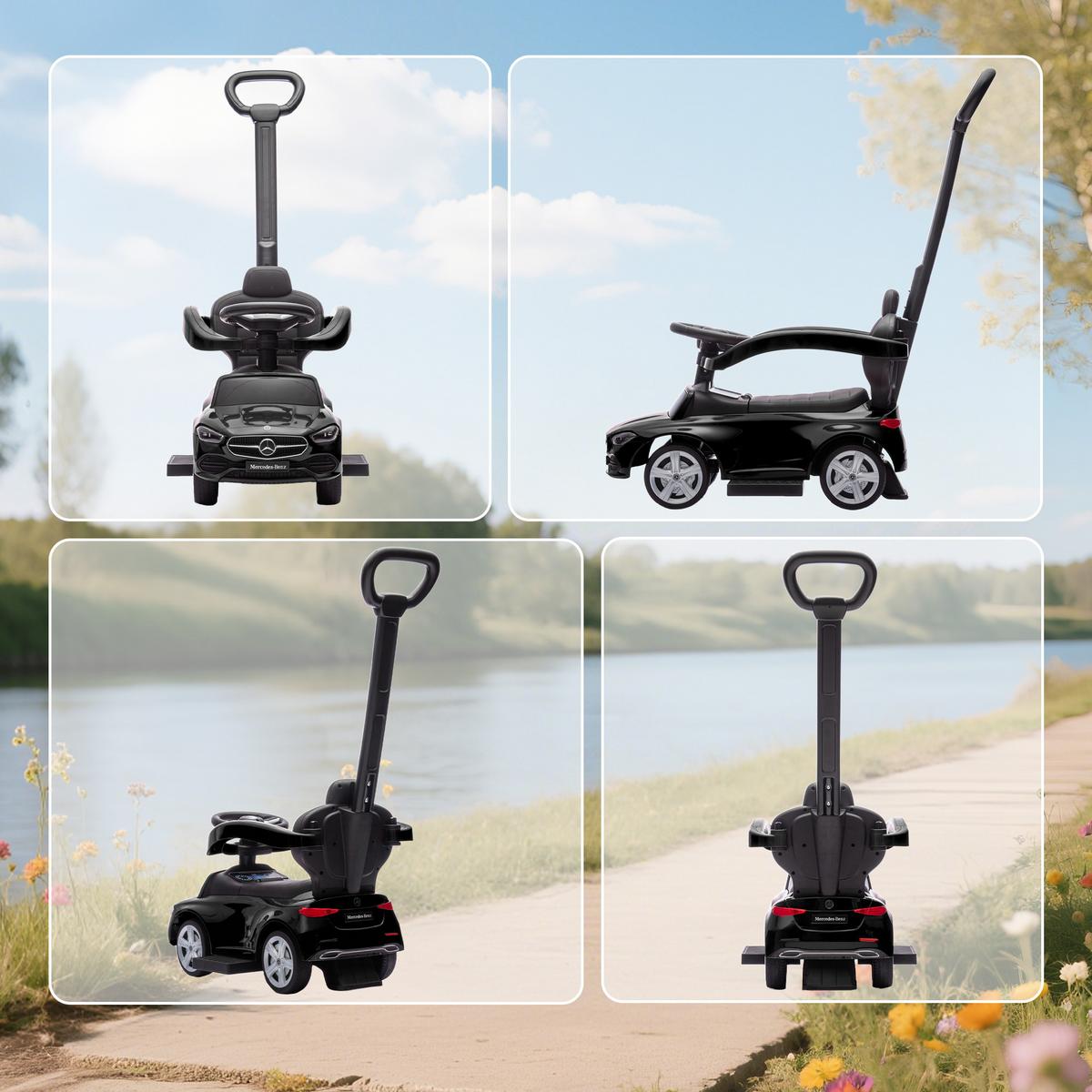 KINDER-RUTSCHAUTO Kunststoff Stahl Schwarz - Schwarz, Kunststoff (91/40/83cm) - AIYAPLAY