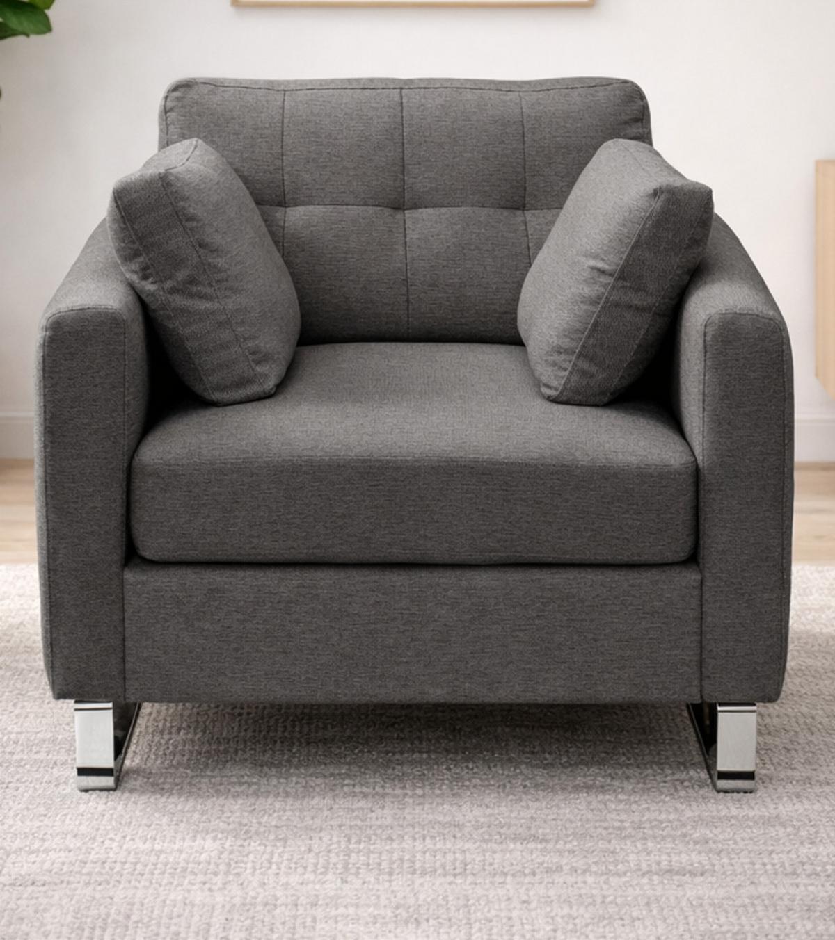 SESSEL grau Flachgewebe 93 x 94 cm, Clubsessel mit Steppoptik - Chromfarben/Grau, Holz/Textil (93/92/94cm) - Inn.Furn