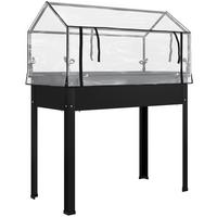HOCHBEET mit Abdeckung - Schwarz, Metall (48/124/100cm) - Outsunny