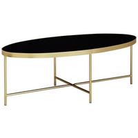 COUCHTISCH Schwarz aus Glas, Oval, mit Goldfarbenem Metallgestell, 110x56 cm - Goldfarben, Glas/Metall (110/56/40cm) - KADIMA DESIGN