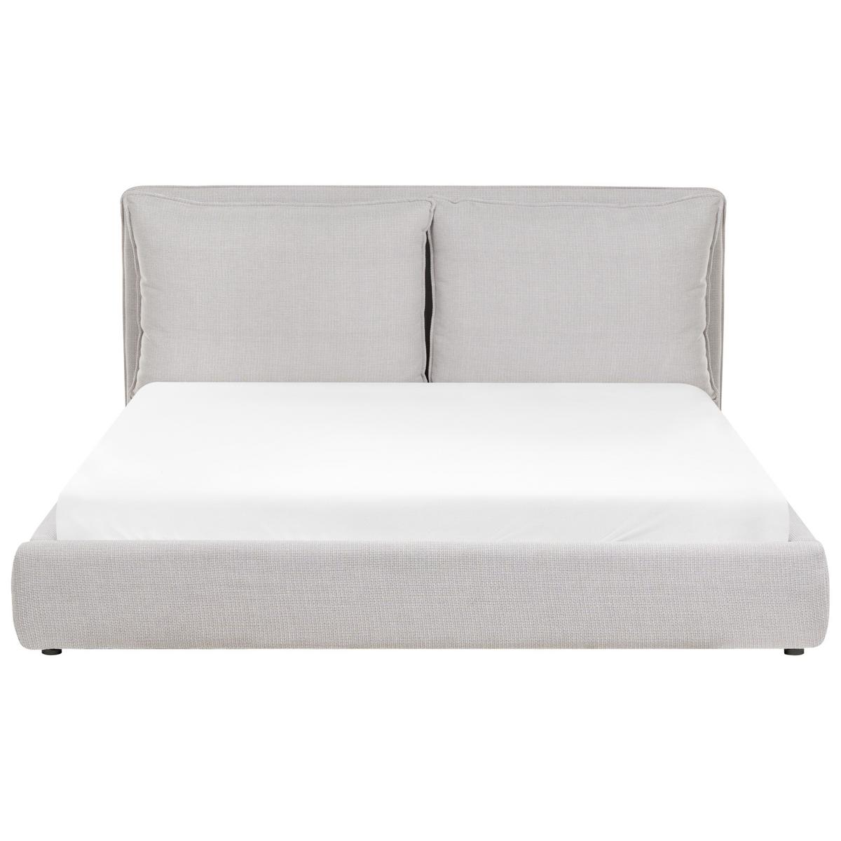 BETT mit Lattenrost 180/200 cm Hellgrau Bajonna - Hellgrau/Schwarz, Textil (180/200cm) - Beliani