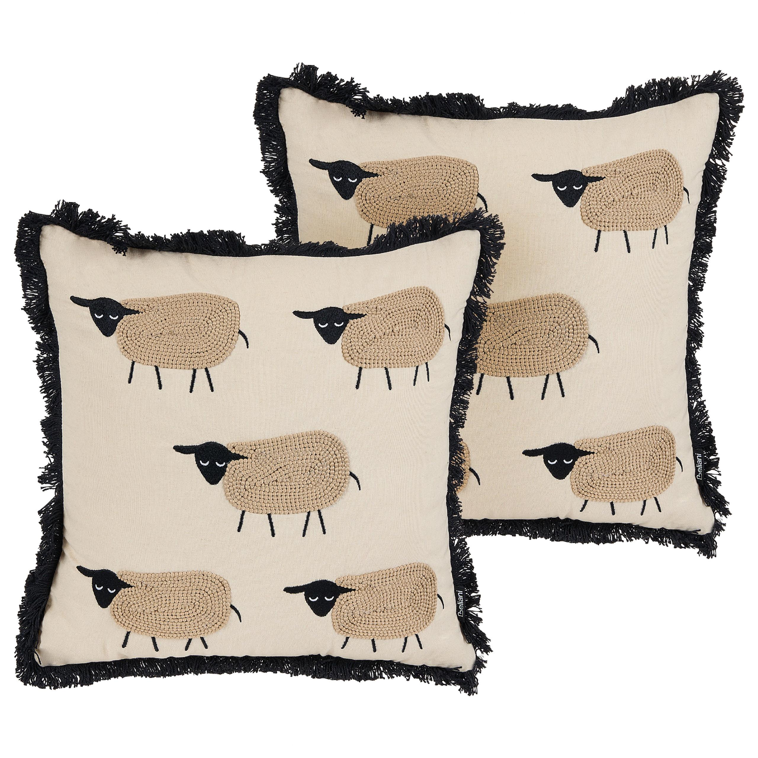 DEKOKISSEN 2er-Set Beige 45/45 cm Bannu - Beige, Naturmaterialien/Textil (45/45cm) - Beliani