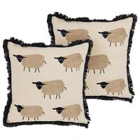 DEKOKISSEN 2er-Set Beige 45/45 cm Bannu - Beige, Naturmaterialien/Textil (45/45cm) - Beliani