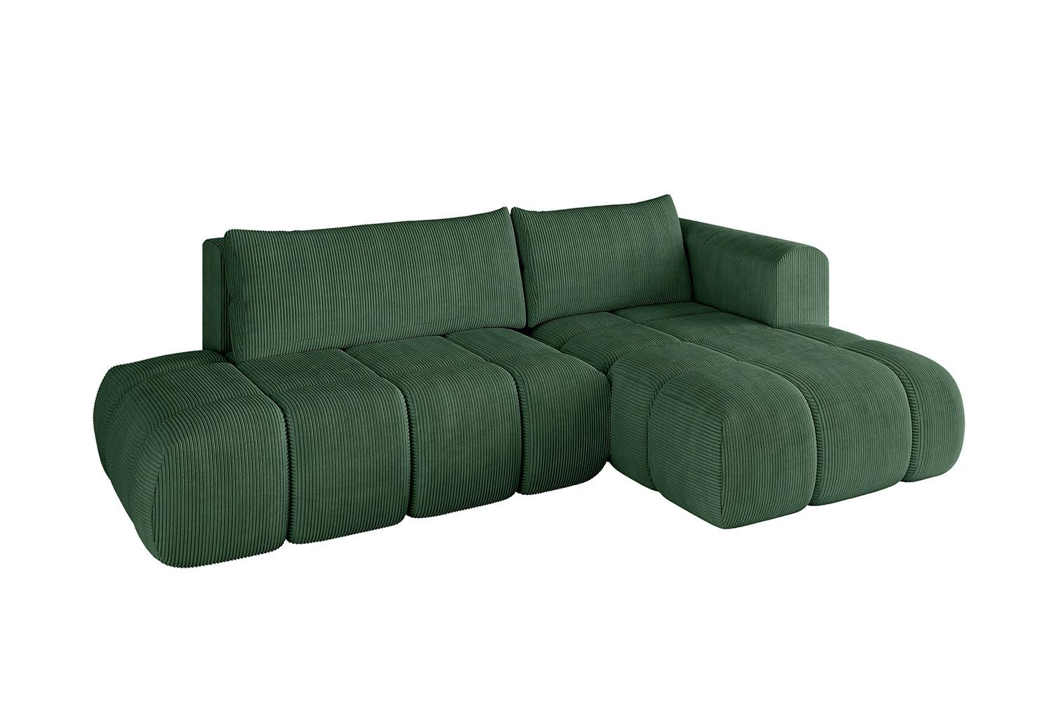 ECKSOFA Ottomane Rechts CLOUD-L 280x185x90 Grün Cord - Grün, Holzwerkstoff/Kunststoff (185/280cm) - ALTDECOR