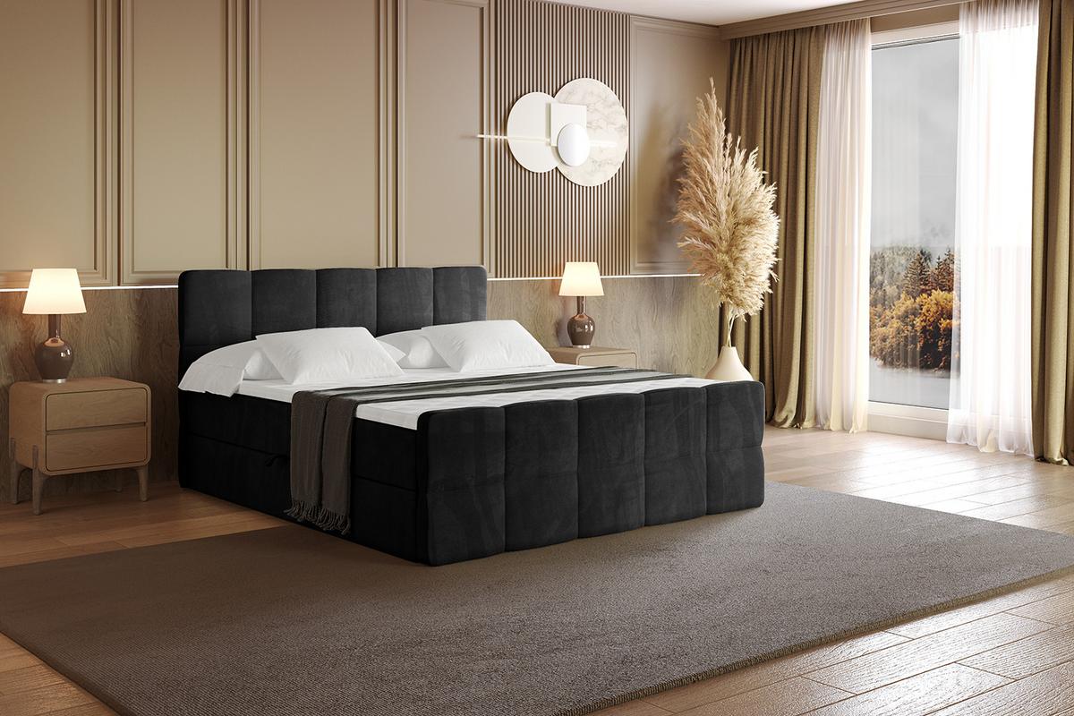 BOXBETT mit Matratze H4 und Lattenrost - LIRO-Z - 160x200 - Schwarz Casablanca - Schwarz, Holzwerkstoff (160/200cm) - ALTDECOR
