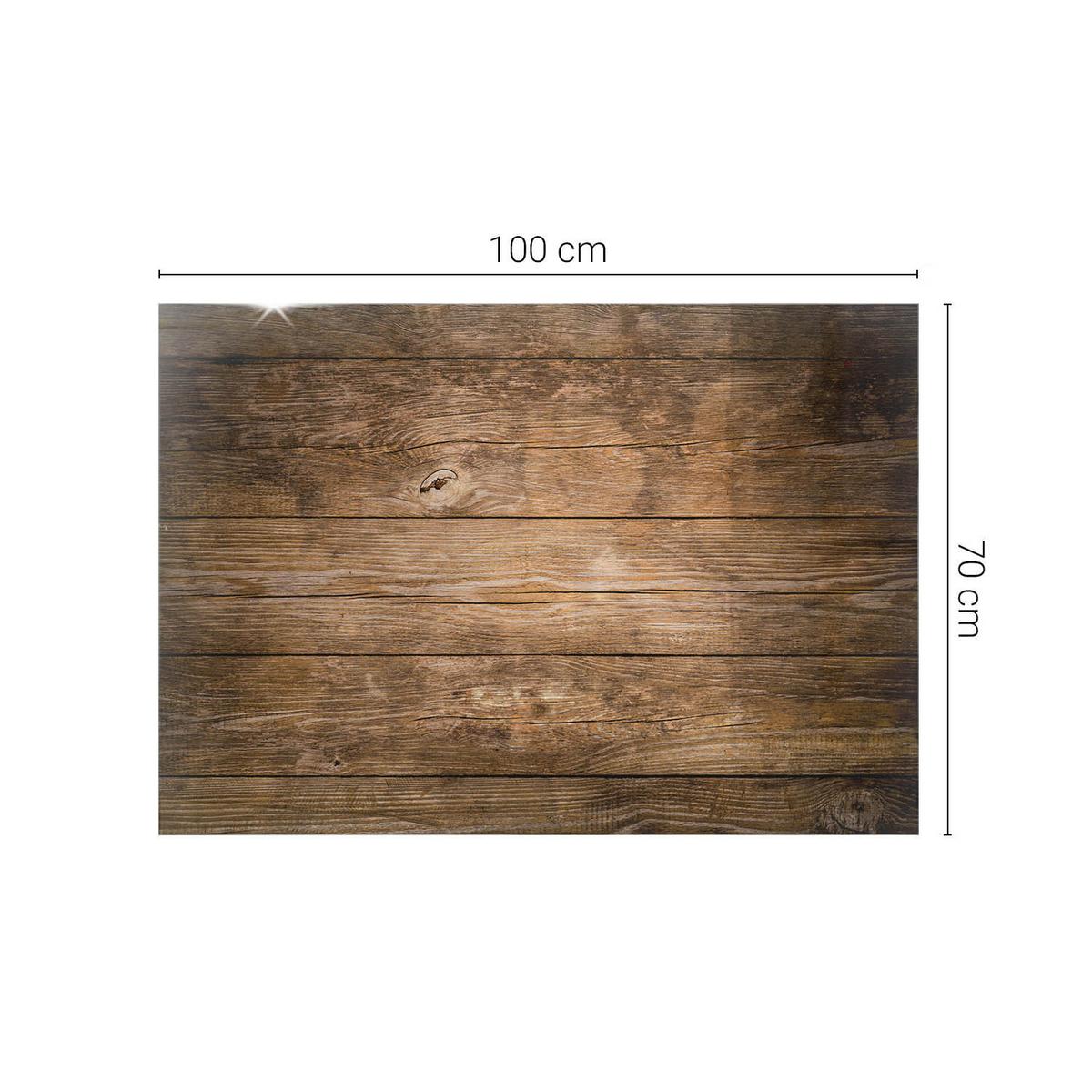 TISCHPLATTE 100x70 cm Der Aufbau von Holzbrettern - Dunkelbraun, Glas (0.4/100/70cm) - TULUP