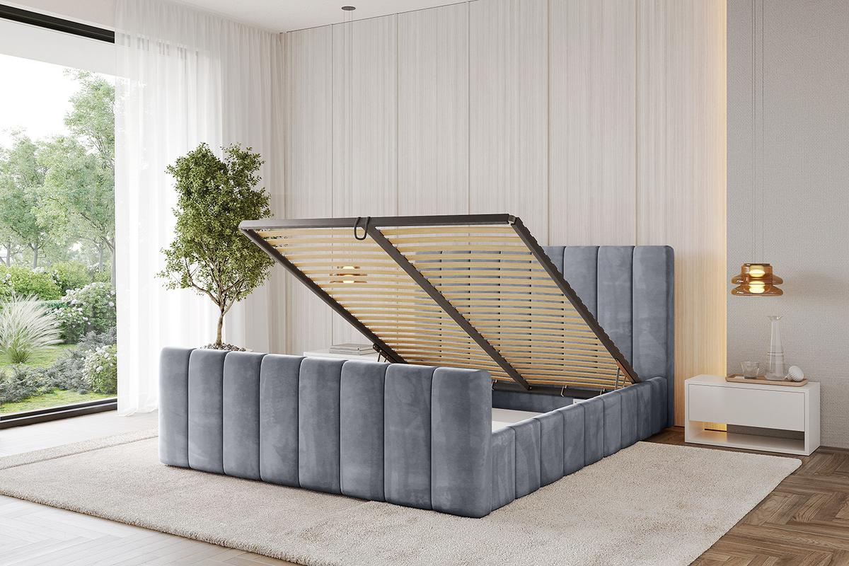 POLSTERBETT mit Bettkasten, Fußteil und Lattenrost, Boxbett ohne Matratze - FINO-Z 180x200 Grau - Grau, Holzwerkstoff/Textil (180/200cm) - ALTDECOR