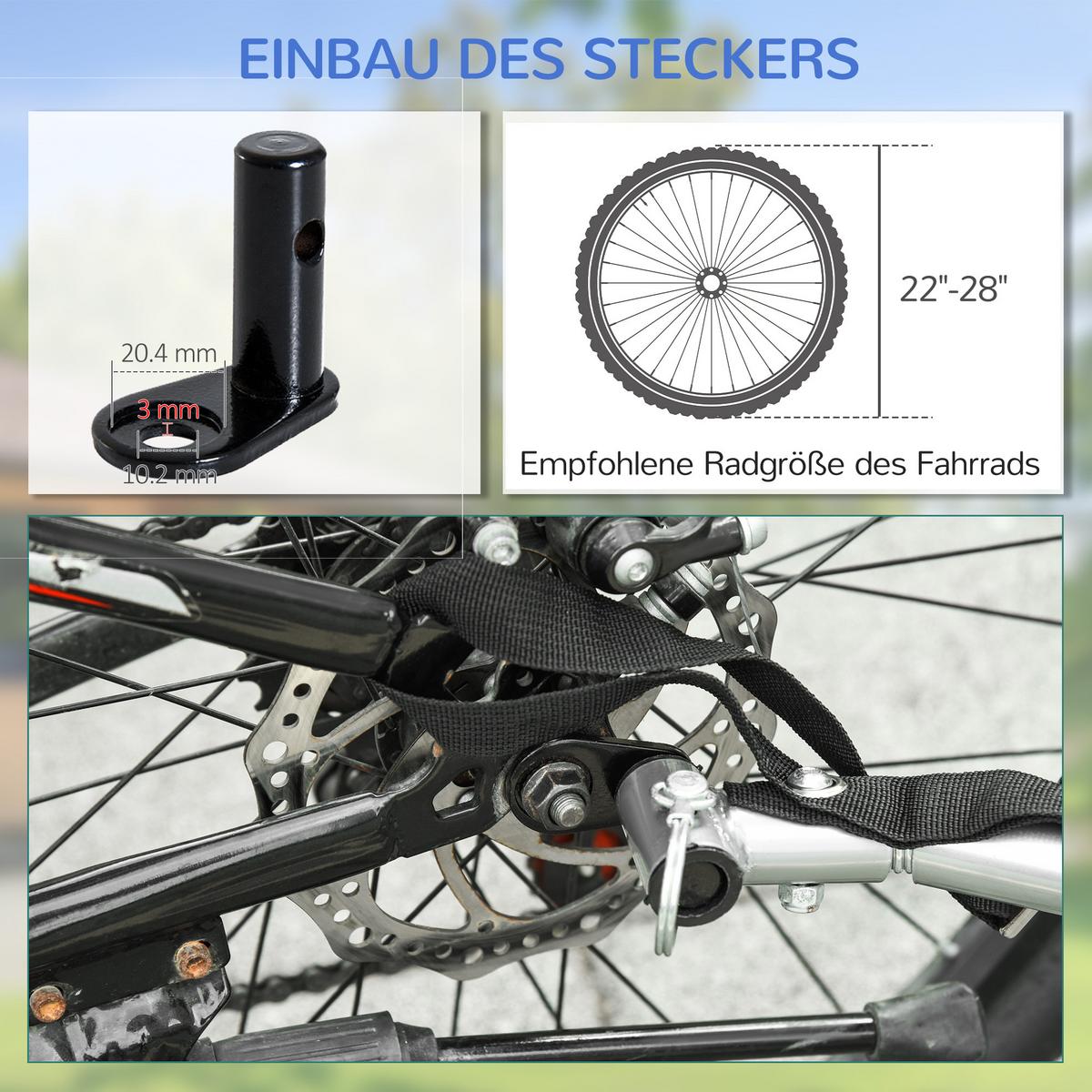 TRANSPORTANHÄNGER Fahrradanhänger Lastenanhänger Fahrrad Anhänger Schwarz - Schwarz, Metall (61/38/845cm) - HOMCOM