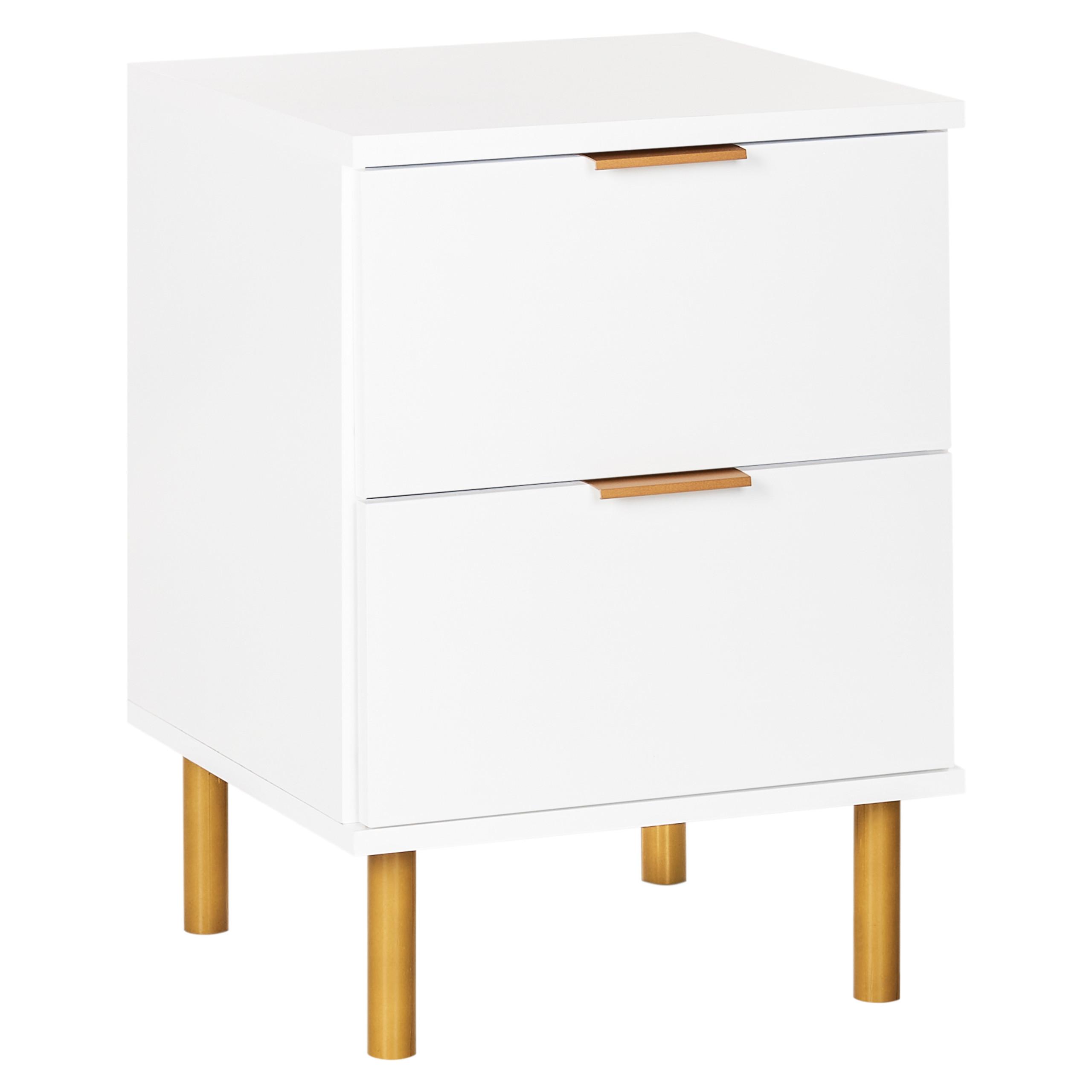 NACHTTISCH mit 2 Schubladen Weiß Walpole - Weiß, Holzwerkstoff (40/41/56cm) - Beliani