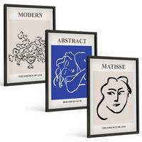 BILDER SET 3er Set - 40x60 cm Schwarzer Rahmen - Matisses moderne Plakate - Schwarz, Kunststoff (40/60cm) - TULUP