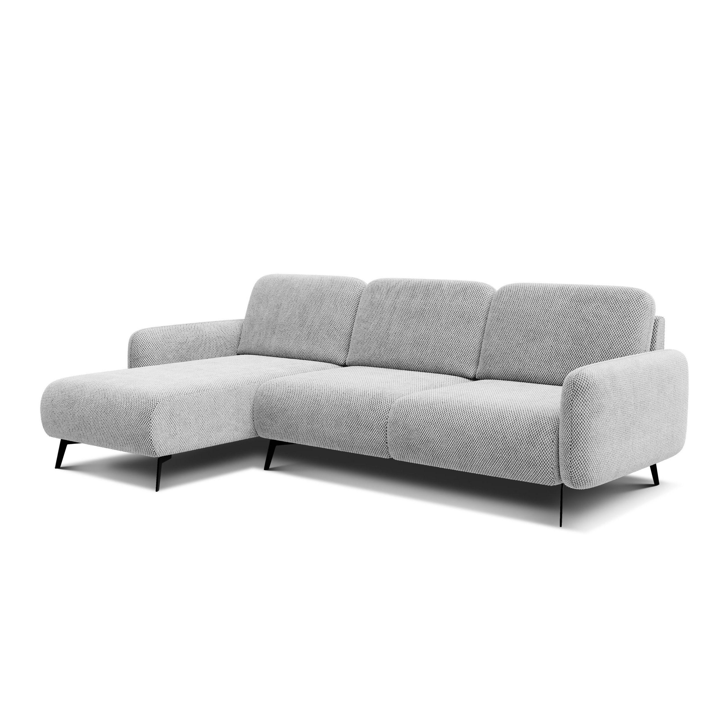 ECKSOFA FEBE 4-Sitzer links, hellgrau - Hellgrau/Schwarz, Holz/Textil (264/157cm) - Wozimo