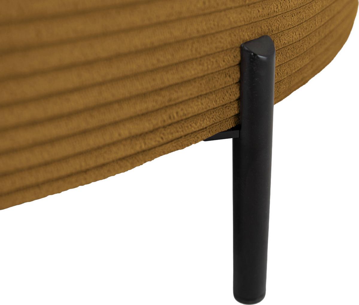 ECKSOFA Hana Loft 3-Sitzer Ecke Links, Cordstoff Chenille, Senf 241/80/168 cm - Gelb/Schwarz, Textil/Metall (241/168cm) - WFL GROUP