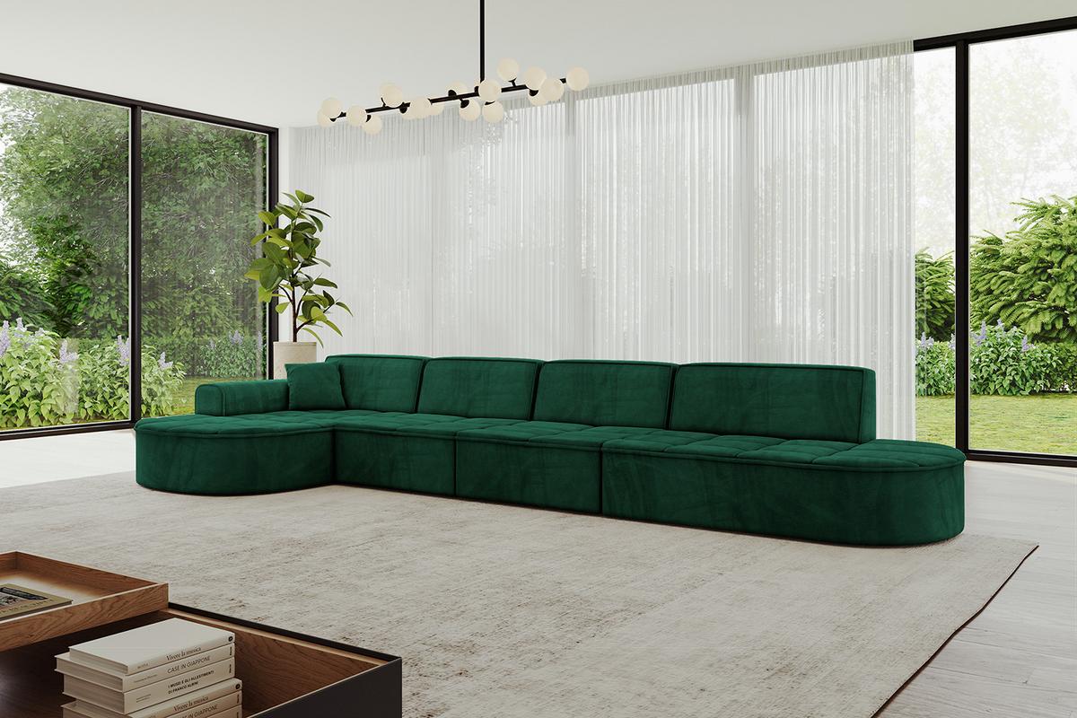 ECKSOFA Ottomane Links TARO-L3 - 413x171x79,5 cm Dunkelgrün - Grün, Holzwerkstoff/Textil (413/171cm) - ALTDECOR