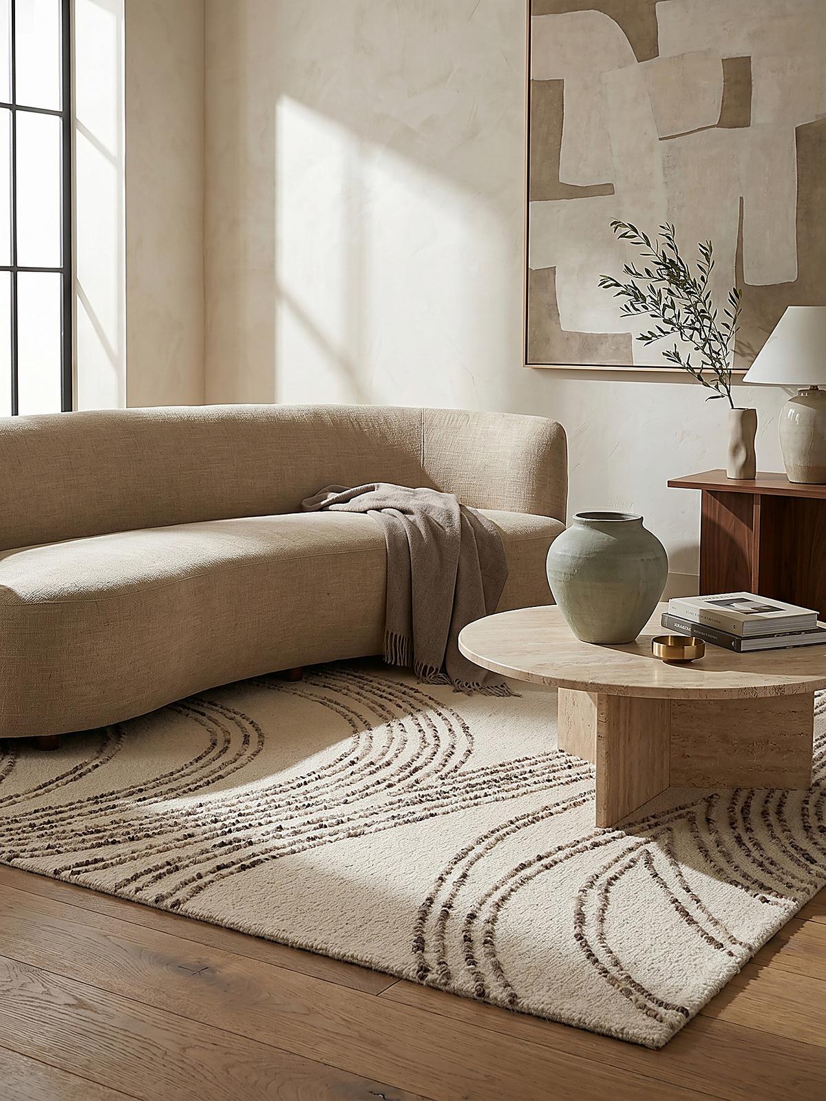 WOLLTEPPICH HUMBER, abstrakt, Natur-Braun, 80 x 150 cm - Beige, Textil (150/80cm) - KADIMA DESIGN