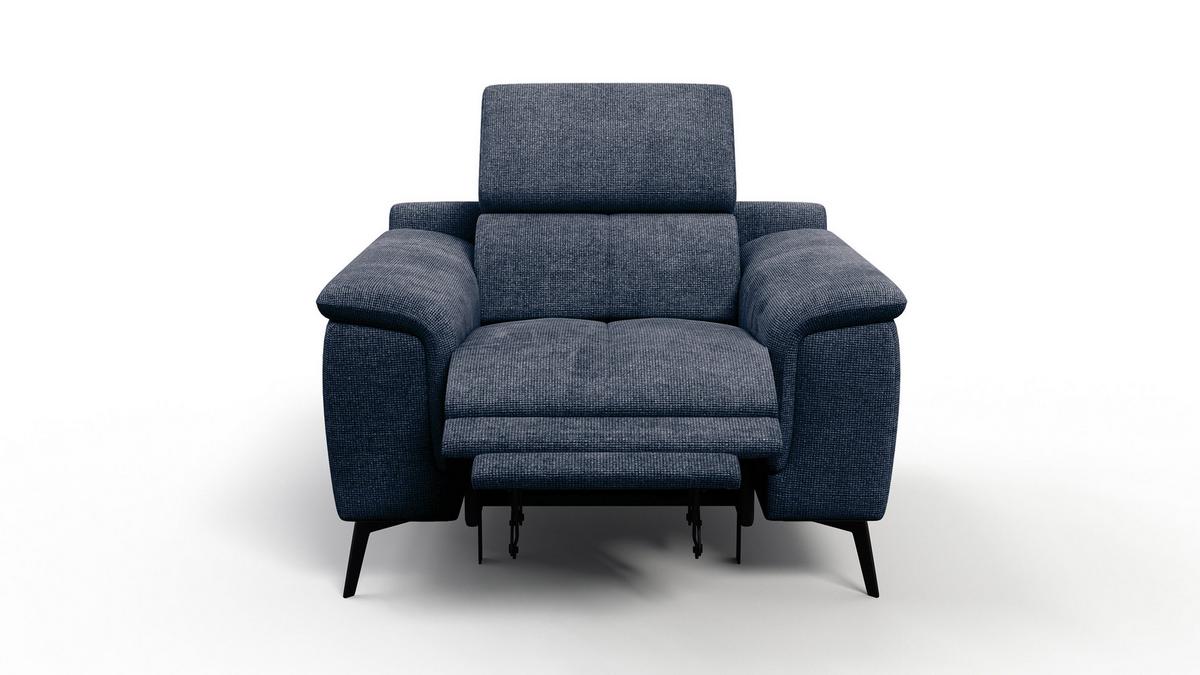 SESSEL FIERO mit Relaxfunktion, dunkelblau - Schwarz/Dunkelblau, Holzwerkstoff/Textil (114/82/103cm) - Wozimo