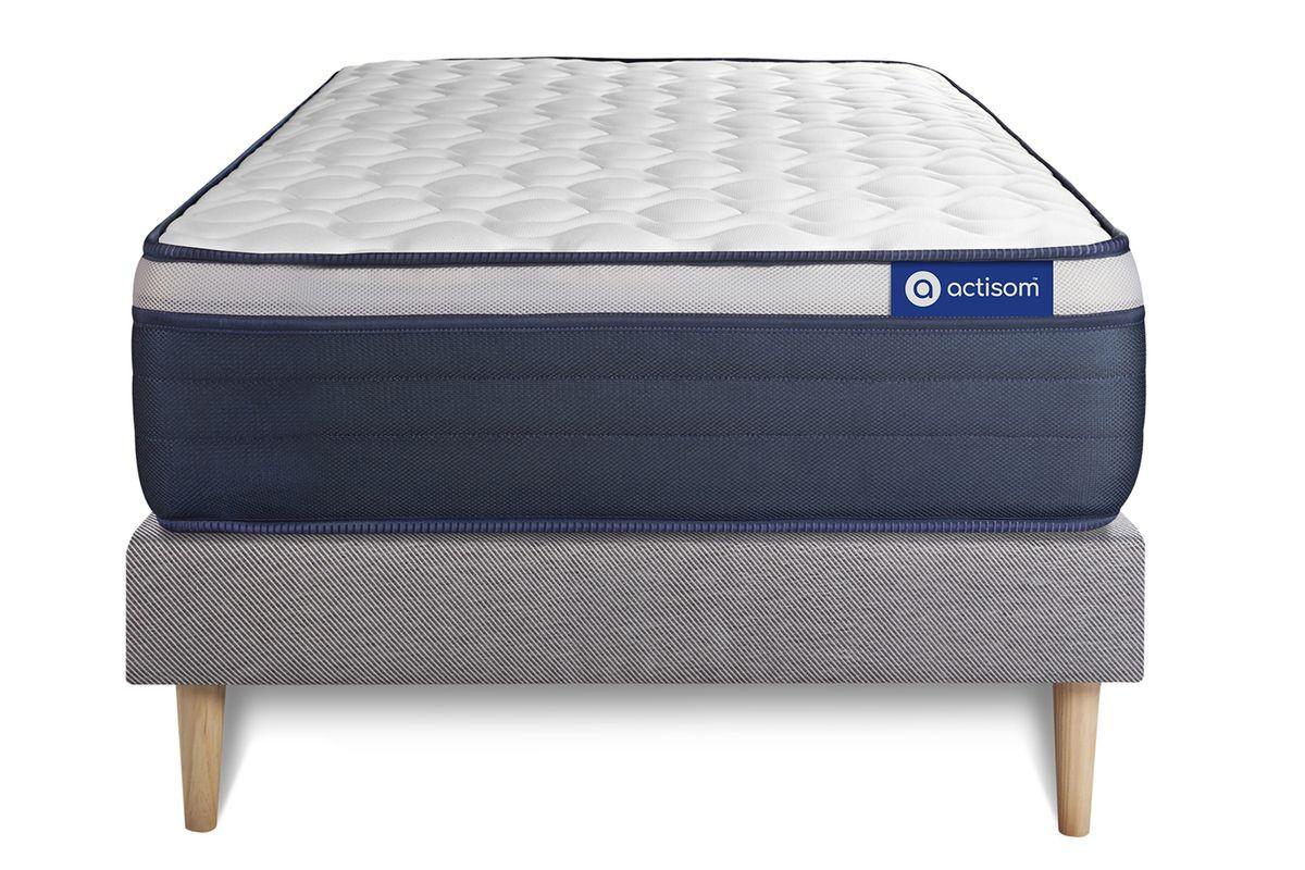 BETT Actilatex max Latex und Memory-Schaum 80 x 200 cm h3 - Kit Bettgestell Grau - Beige/Grau, Karton/Holz (80/200cm) - ACTISOM