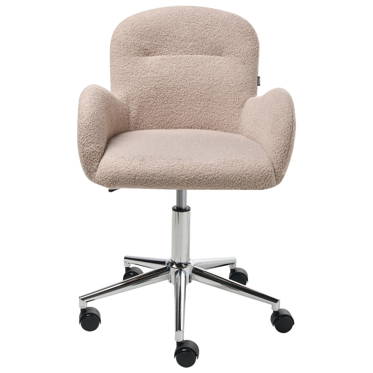 SCHREIBTISCHSTUHL Beige Priddy - Beige/Silberfarben, Textil (60/79/60cm) - Beliani
