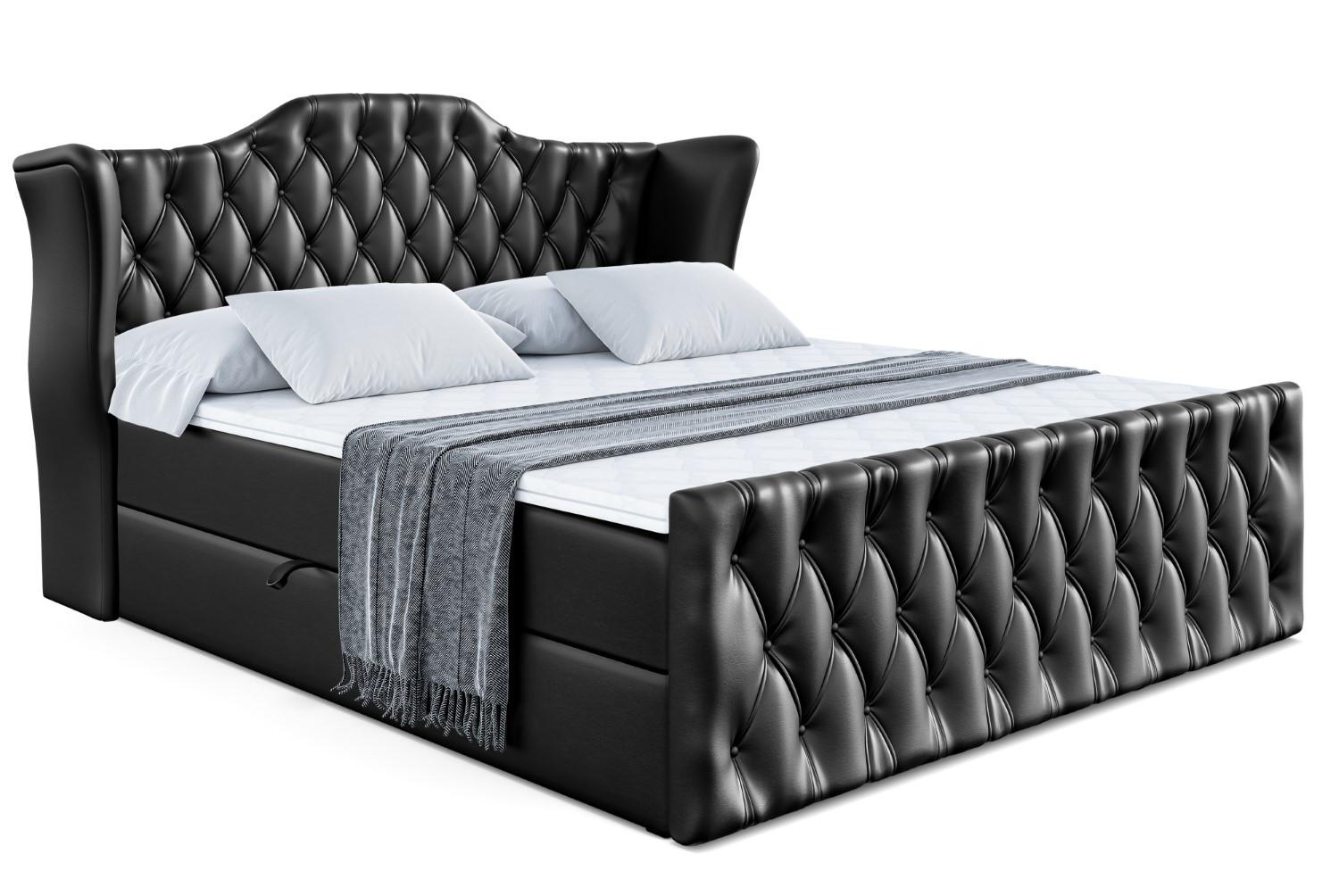BOXBETT VILA-Z - 140x200 cm - H3 - Schwarz Hochglanz - Schwarz Hochglanz, Holzwerkstoff (140/200cm) - ALTDECOR