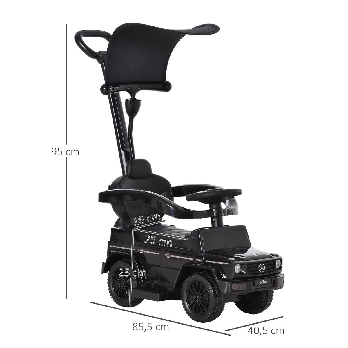 RUTSCHAUTO mit Schiebstange Kunststoff Metall Schwarz - Schwarz, Kunststoff (85.5/40.5/95cm) - HOMCOM