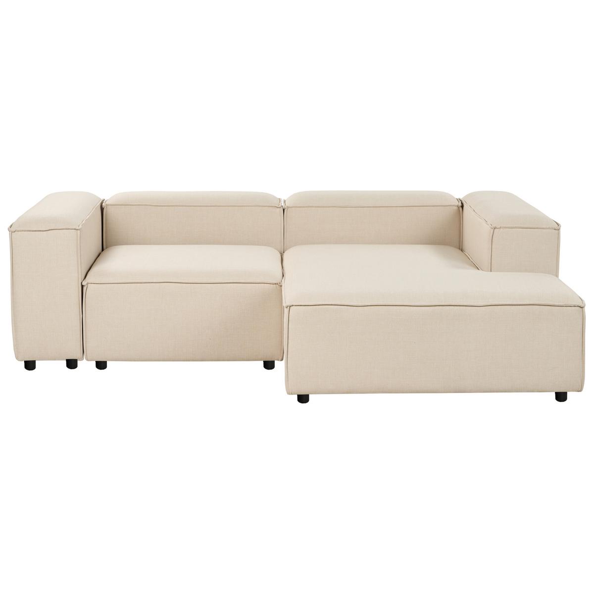 ECKSOFA Modul 3-Sitzer linksseitig Beige Stoff mit Ottomane Ardal - Beige, Textil (240/180cm) - Beliani