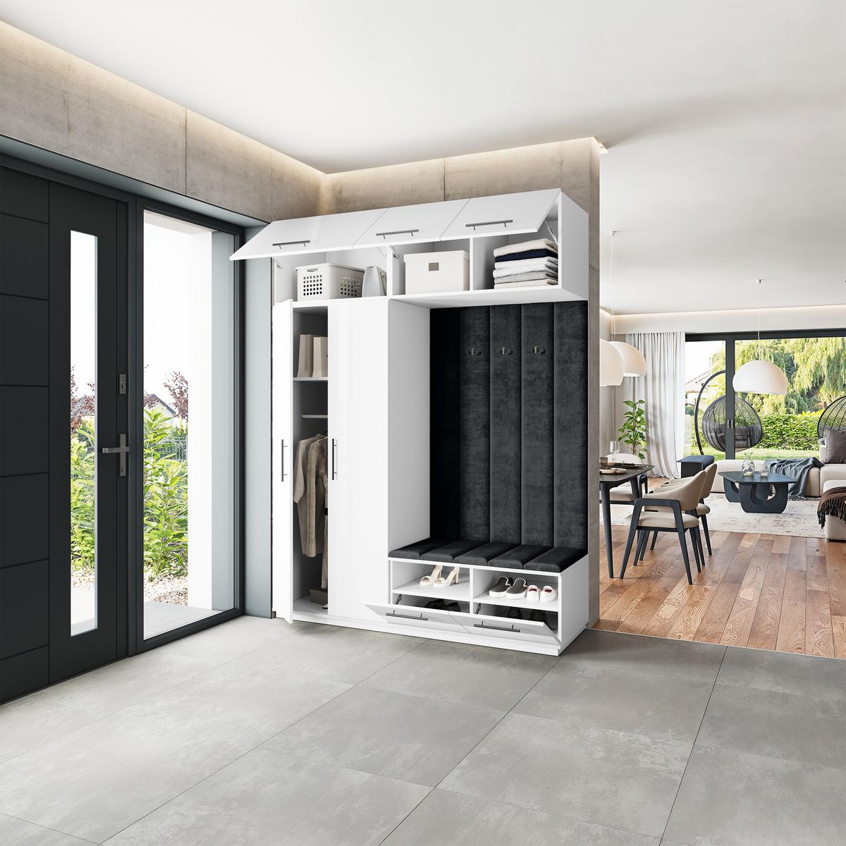 GARDEROBENSCHRANK REMA 180/240/60 cm Modern Weiß - Schwarz/Weiß, Holzwerkstoff (180/240/60cm) - MASSENO