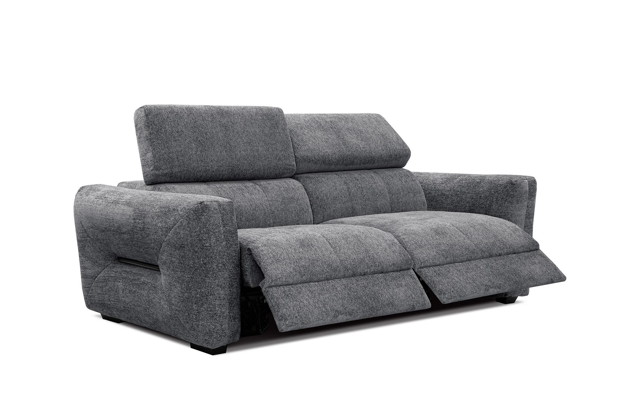 SOFA CALVERA 3-Sitzer mit 2 Relaxfunktionen, graphitfarben - Graphitfarben, Holzwerkstoff/Textil (204/79/106cm) - Wozimo
