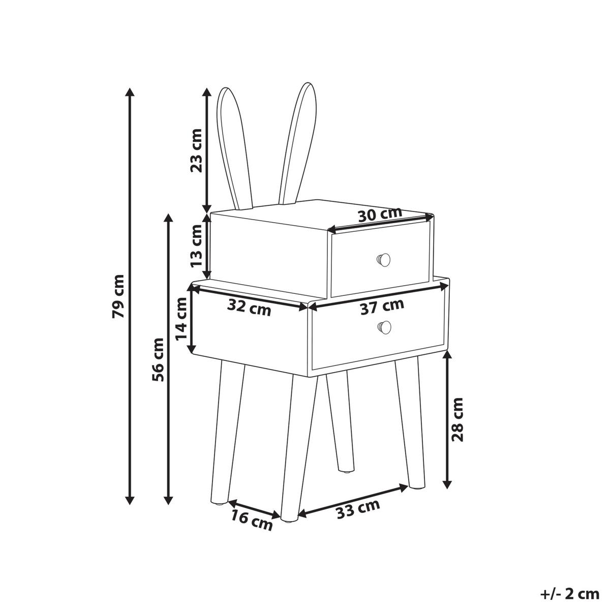 NACHTTISCH mit 2 Schubladen Weiß Banks - Weiß, Holzwerkstoff (32/37/79cm) - Beliani