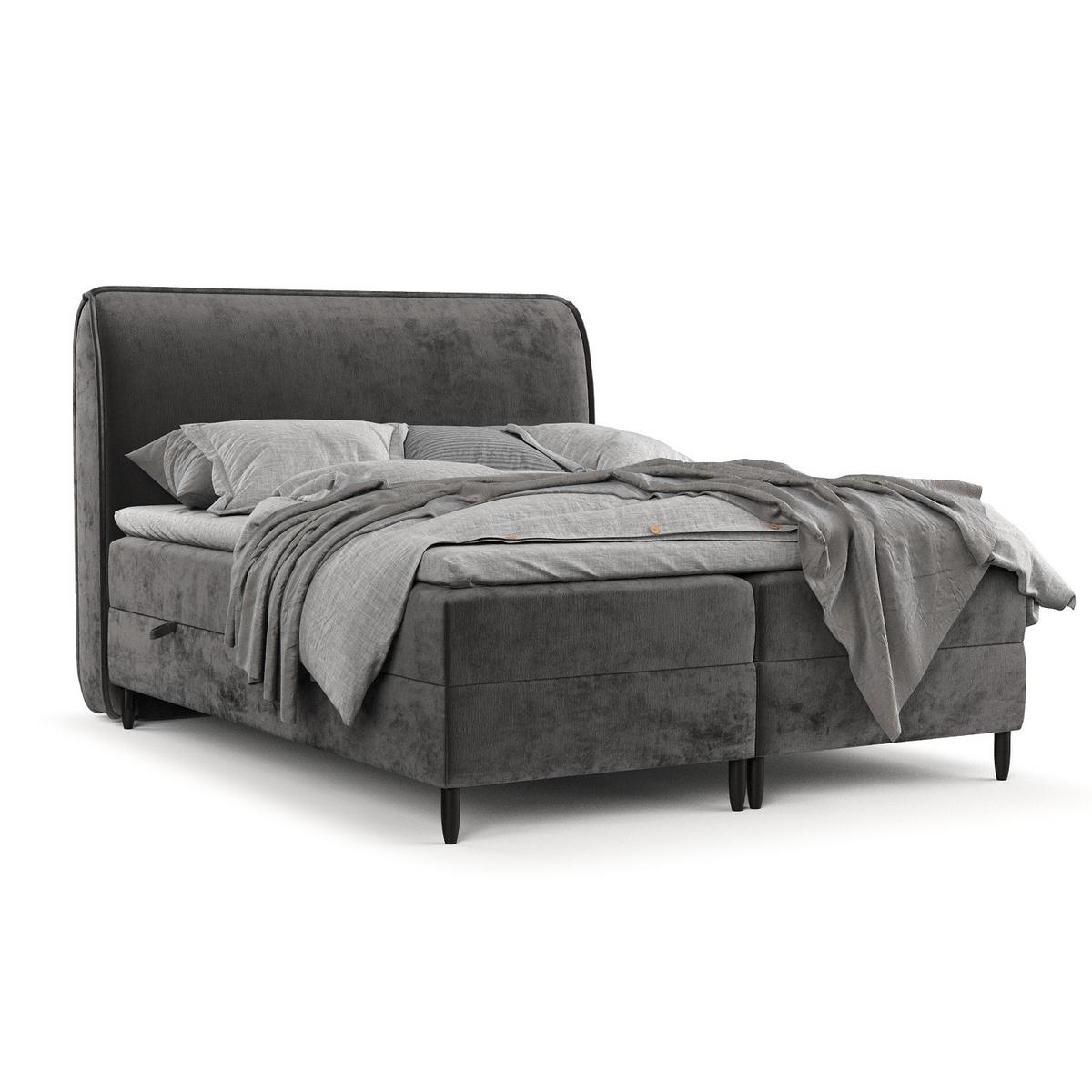 BOXBETT Lunaro 200/200 cm Stahl im Lotta Stoff - Graphitfarben/Schwarz, Holz/Holzwerkstoff (200/200cm) - AltaBeds