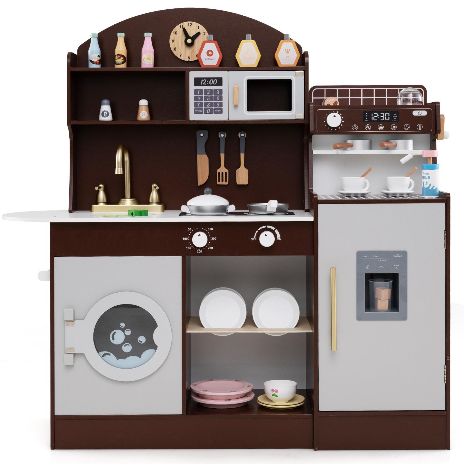 SPIELKÜCHE Braun - Braun, Holzwerkstoff (106/105/30cm) - COSTWAY