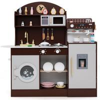 SPIELKÜCHE Braun - Braun, Holzwerkstoff (106/105/30cm) - COSTWAY