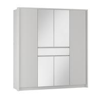 SCHWEBETÜRENSCHRANK RUMBLE 200/217/65 cm 3-türig mit Spiegel Weiß - Weiß, Holzwerkstoff (200/217/65cm) - MASSENO