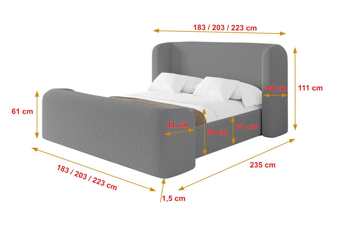 POLSTERBETT mit Bettkasten, Fußteil und Lattenrost, Bett mit Matratze H3/H4 - ESTI-Z 160x200 Grau - Schieferfarben, Holzwerkstoff/Textil (160/200cm) - ALTDECOR