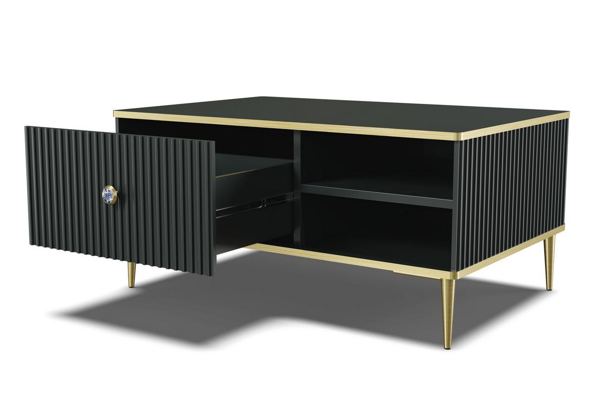 COUCHTISCH Schwarz, Gold 90/43/60 - Schwarz, Holzwerkstoff (60/90/43cm) - RAUMHIRSCH FURNITURE