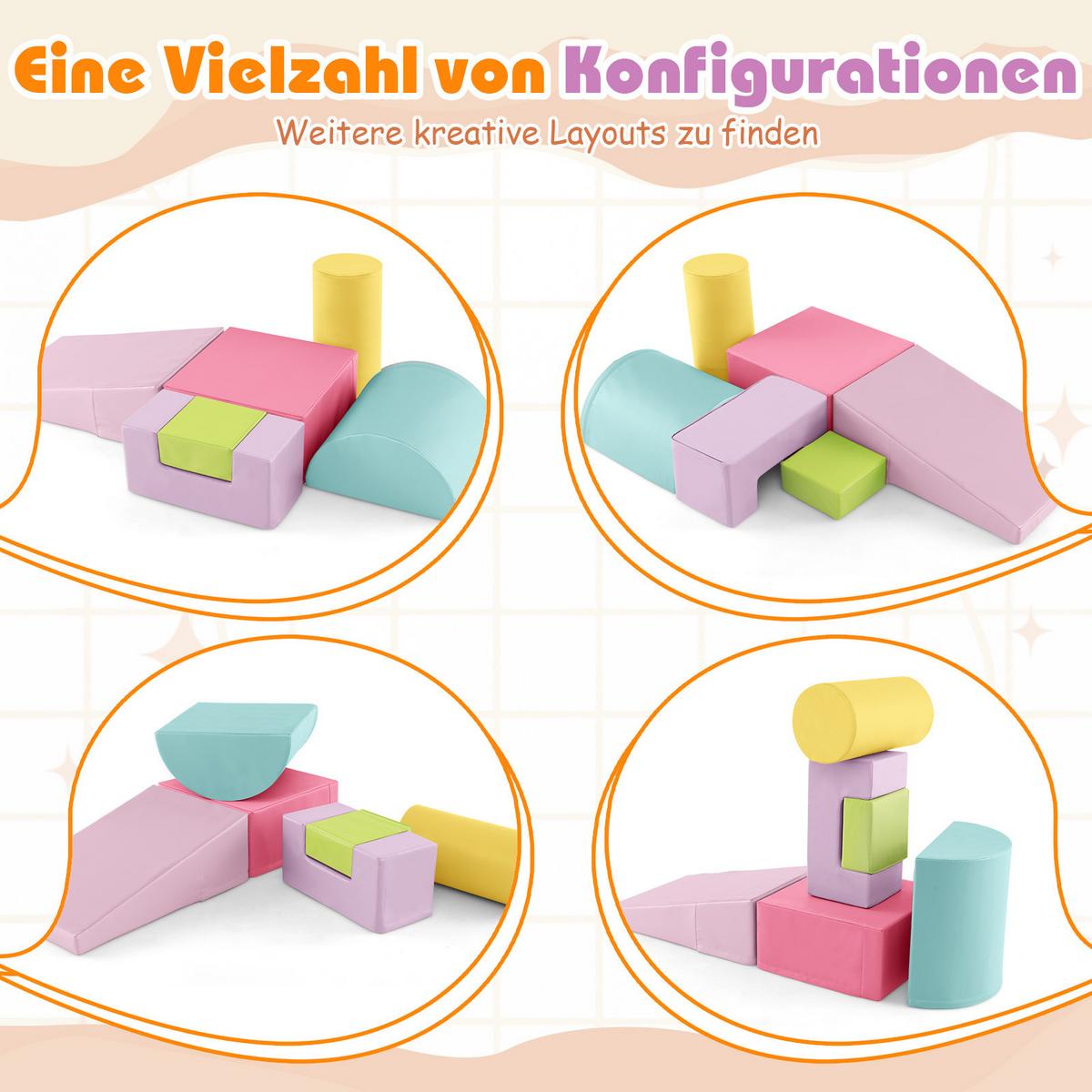 SCHAUMSTOFFBLOCK Rosa (6-teilig) - Hellrosa, Kunststoff (40/20/40cm) - COSTWAY