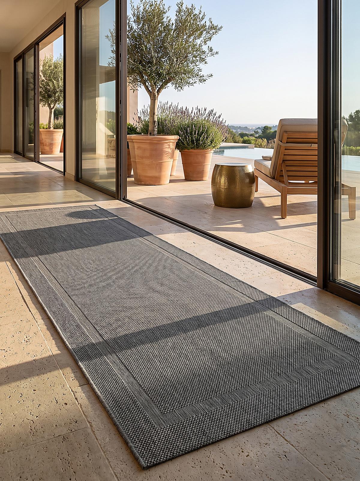 TEPPICHLÄUFER Bordüre BORNO Polypropylen Anthrazit 80 x 200 cm - Anthrazit, Textil (80/200cm) - KADIMA DESIGN