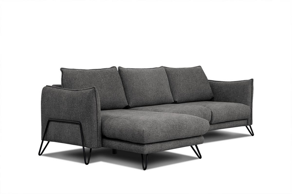 ECKSOFA HOSTEN 4-Sitzer, anthrazit - Anthrazit/Schwarz, Holzwerkstoff/Textil (158/269cm) - Wozimo