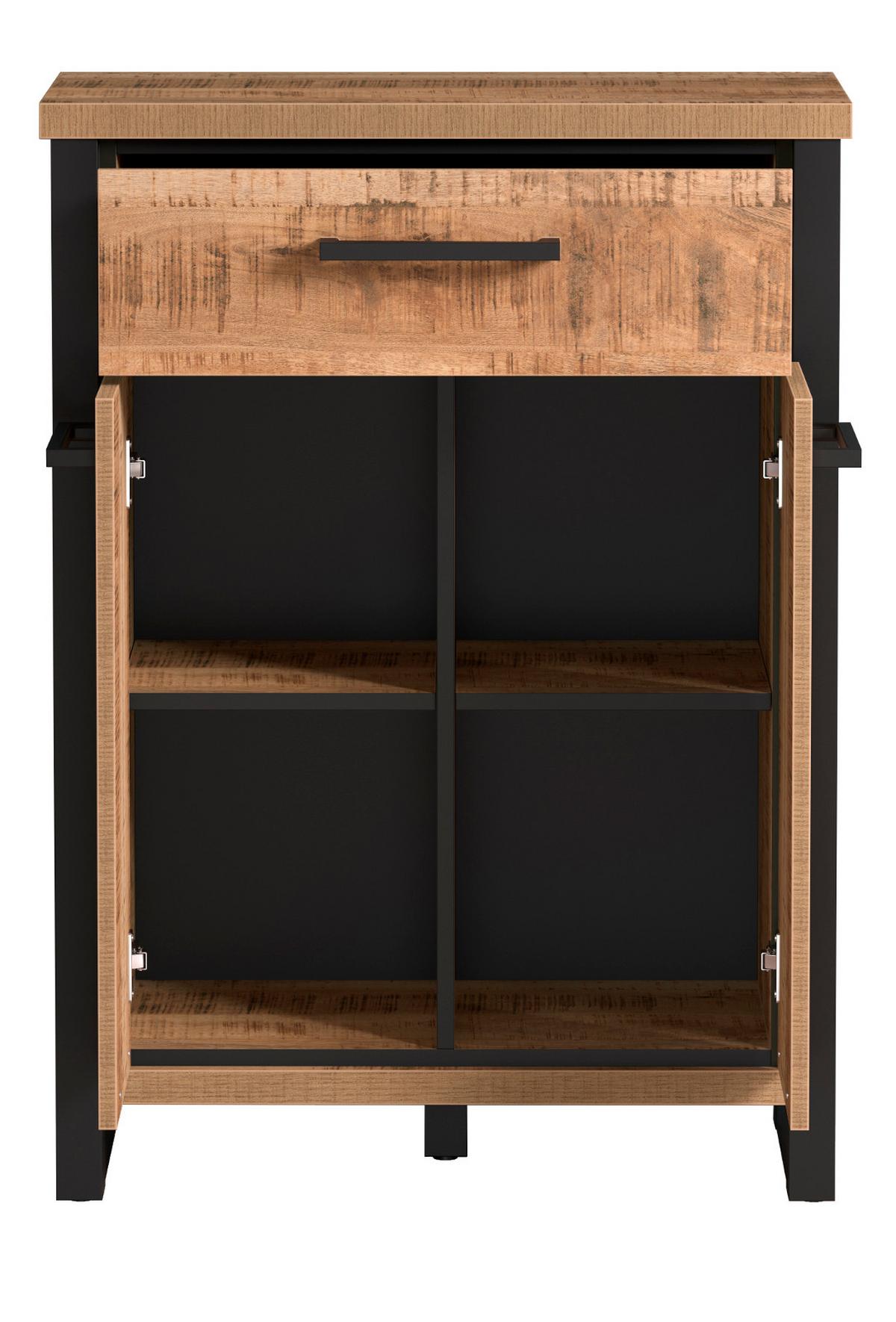 FLURKOMMODE Mango, schwarz 73 x 100 cm, Schuhschrank in modernem Design - Schwarz/Naturfarben, Holzwerkstoff/Metall (73/100/39cm) - Top.Furn