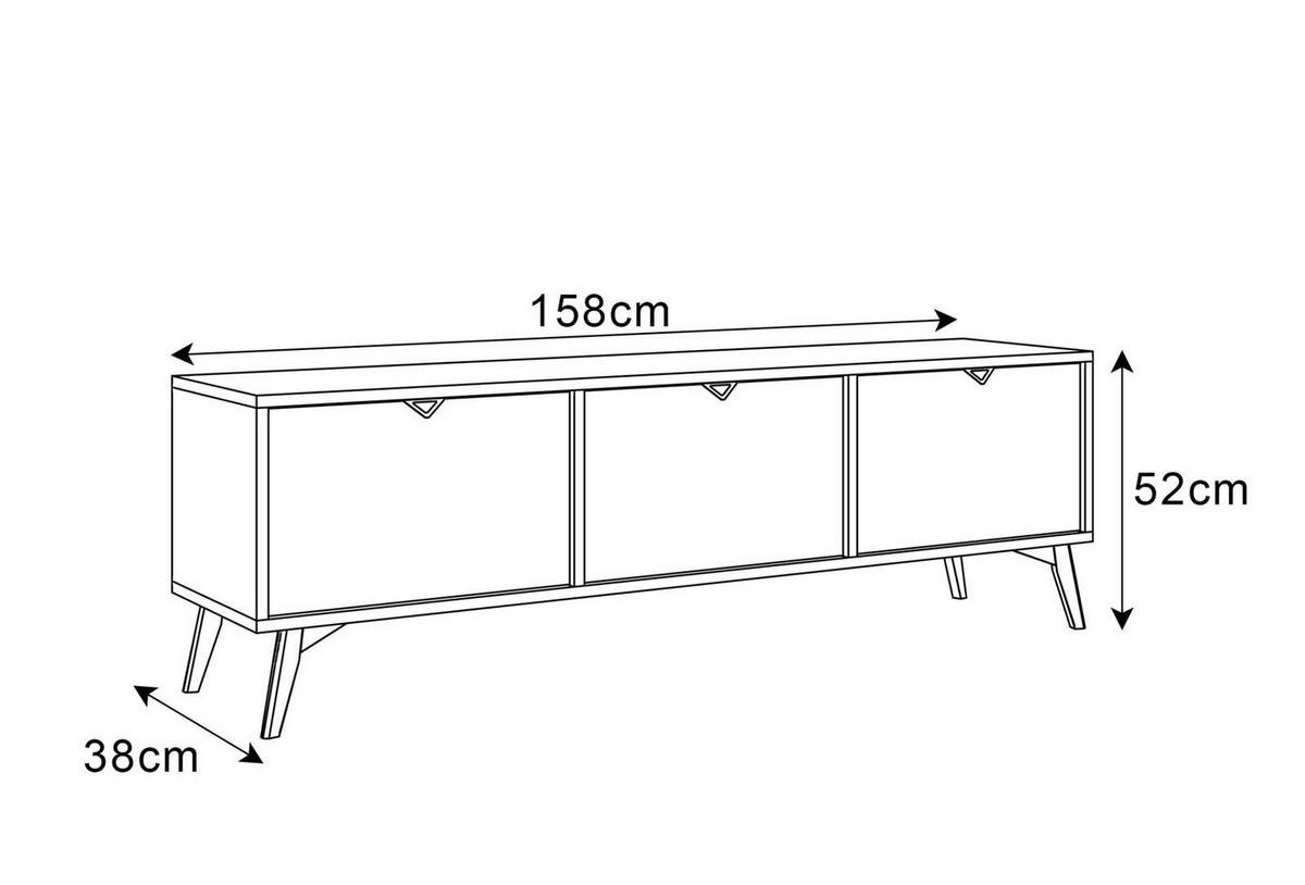 TV Element ALOE Fischgrätenmuster Scandi Sandbeige - Beige, Holzwerkstoff (158/52/38cm) - Lookway