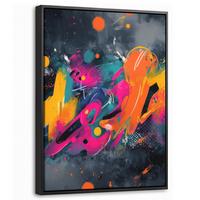 LEINWAND Bilder mit Rahmen - Abstrakt - Graffiti - Farbenfroh - Farbspritzer - 30x40 - Multicolor, Textil (30/40cm) - MuchoWow