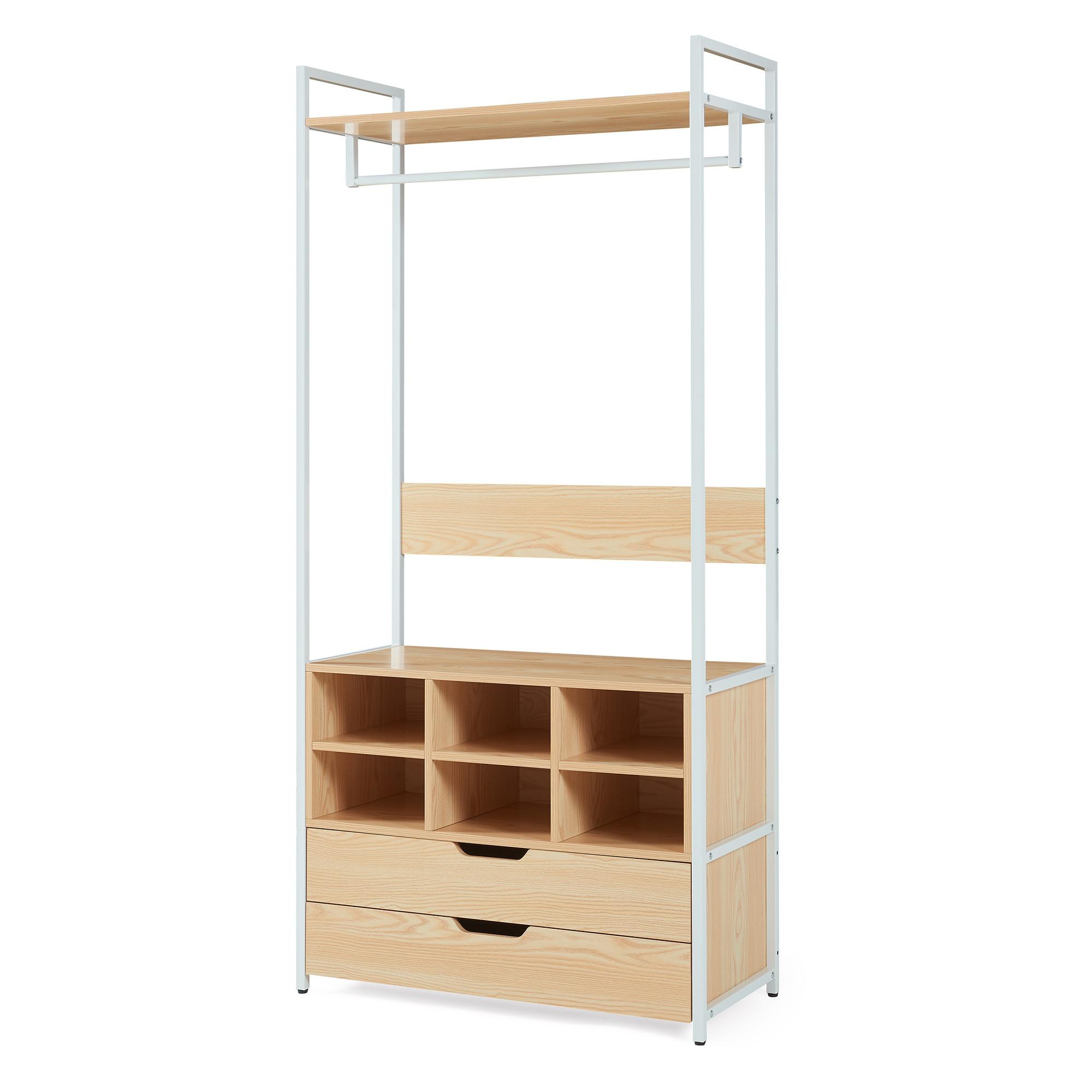 GARDEROBENSTÄNDER Larem - Eichefarben/Schwarz, Holzwerkstoff/Metall (84/180/40cm) - [en.casa]