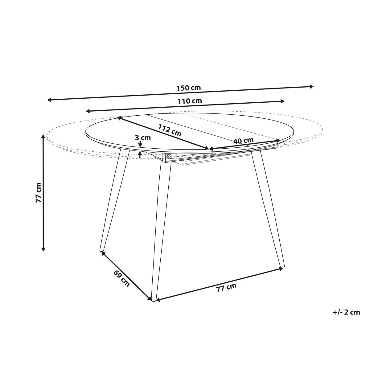 ESSTISCH ausziehbar Braun 110-150/112 cm Seniac - Braun, Holzwerkstoff (110/112/77cm) - Beliani