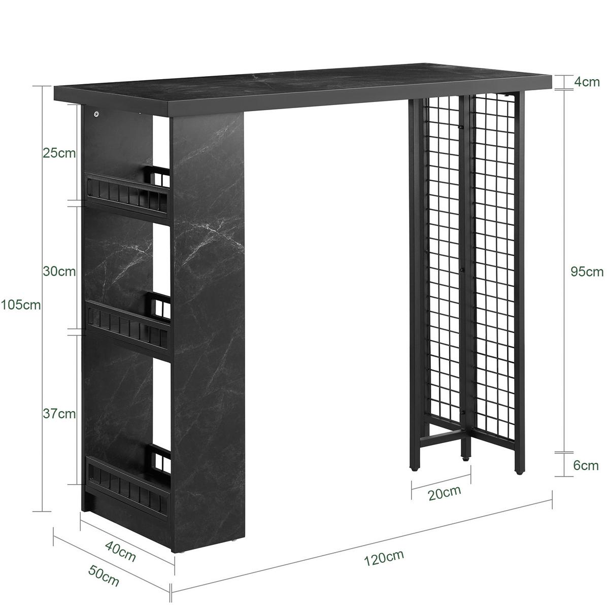 BARTISCH Schwarz - Schwarz, Holzwerkstoff/Metall (50/120/105cm) - SoBuy