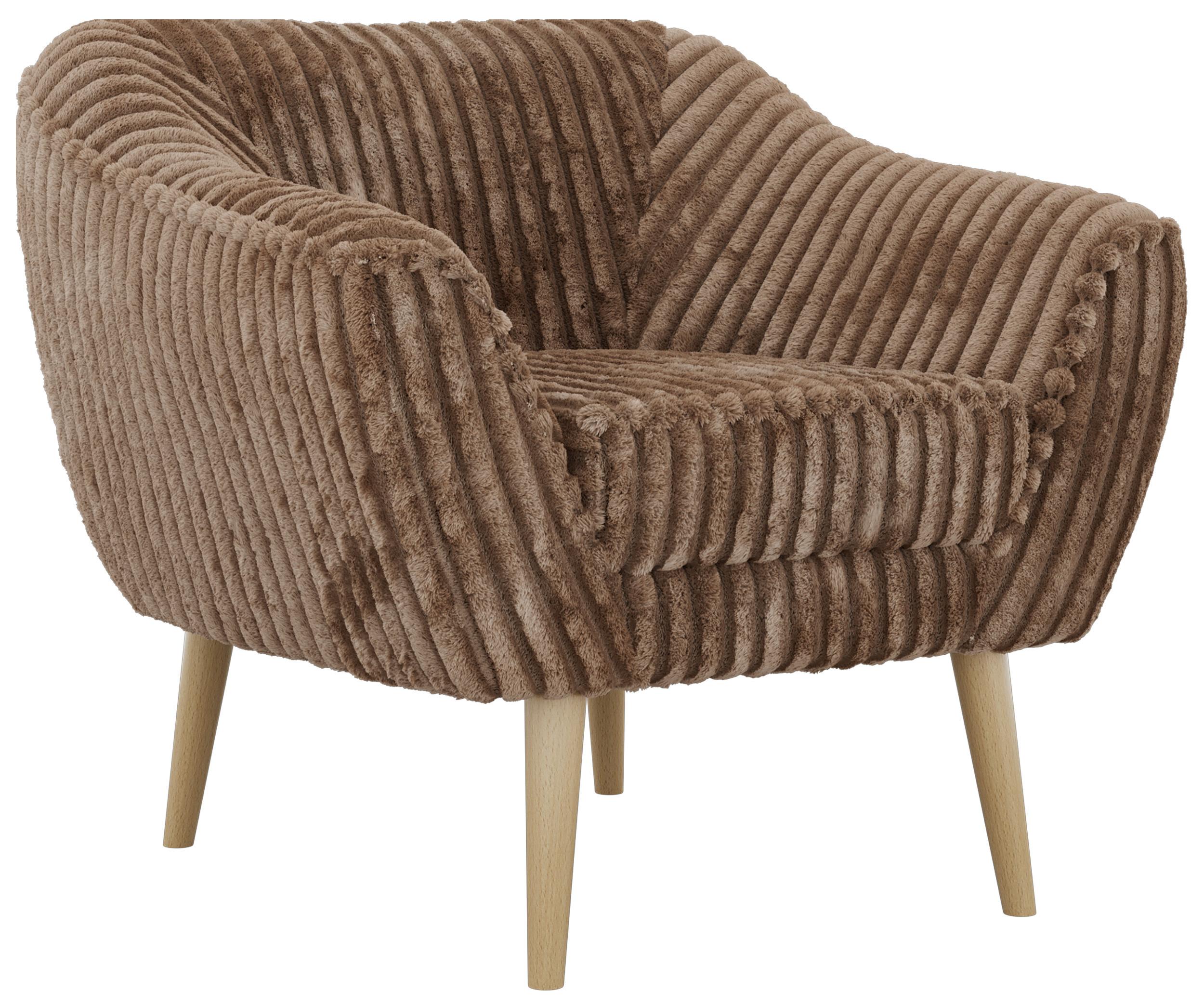 SESSEL PIRS - Braun Cord - Holzbeine - Buchefarben/Braun, Holzwerkstoff/Textil (80/75/74cm) - MKS